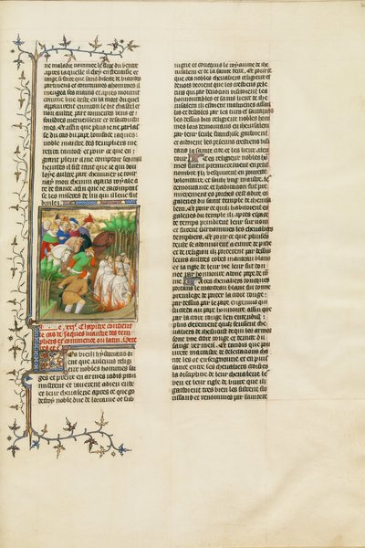 Die Tempelritter verbrannt in Anwesenheit von Philipp dem Schönen und seinen Höflingen von Boucicaut Master Illuminator